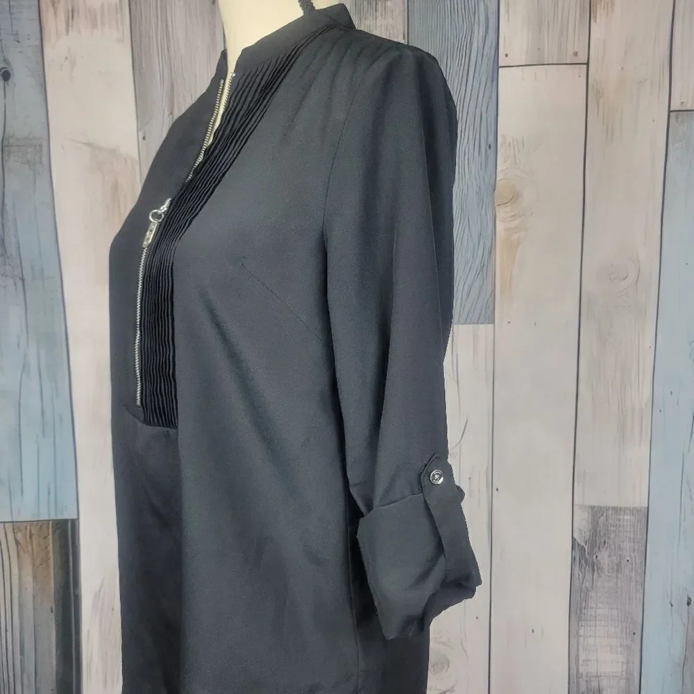 Michael Kors Black Long Sleeve Half Zip Blouse Size XS